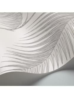 Cole & Son Palm Jungle Wallpaper - view 2, Soft Grey On White, 95/1008