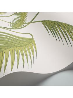 Cole & Son Palm Jungle Wallpaper - view 2, Leaf Green On White, 95/1009