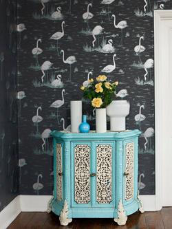 Cole & Son Flamingos Wallpaper - view 2, Aqua, 95/8047