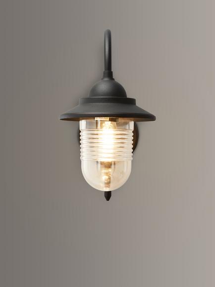 John Lewis Wickham Outdoor Wall Light, Black, Black