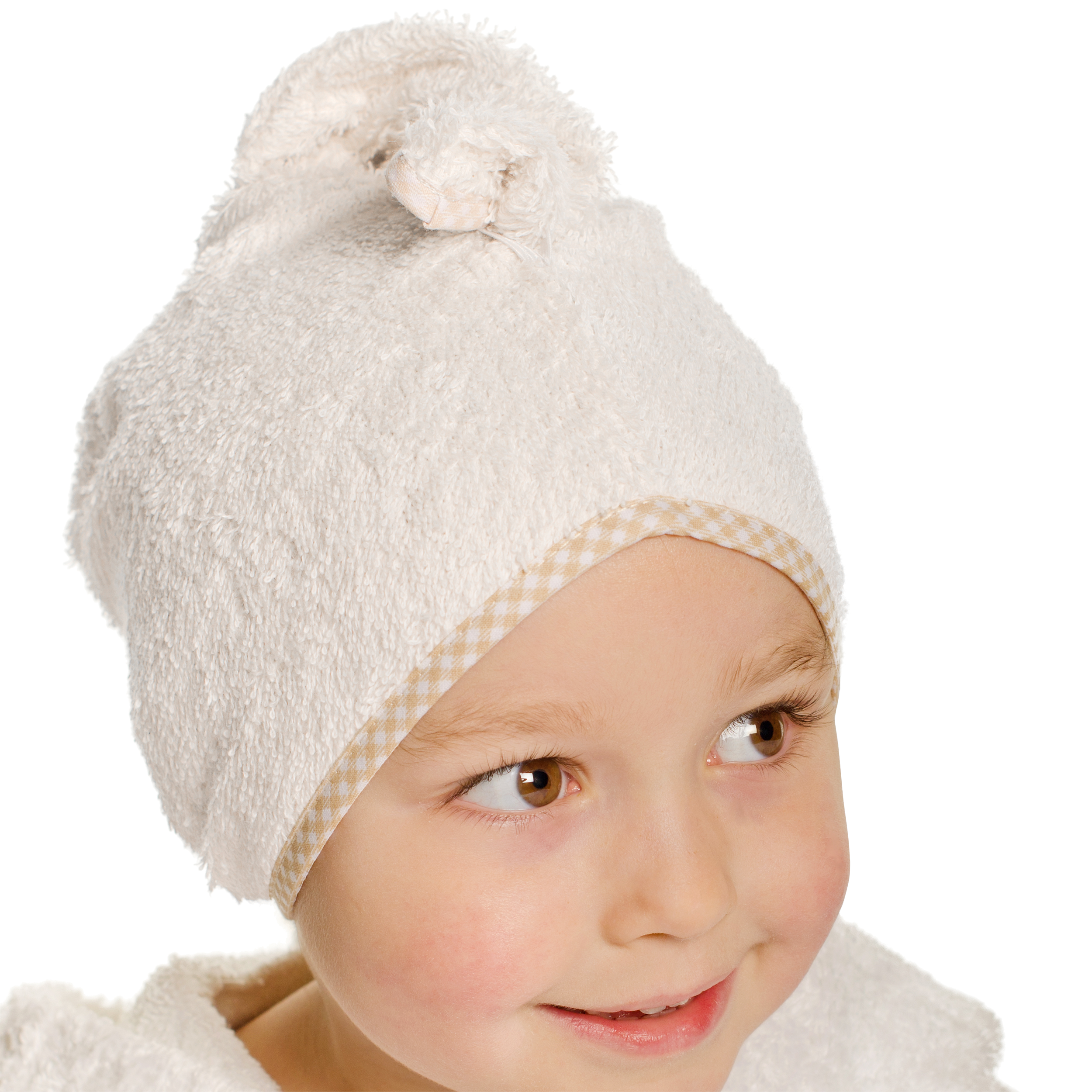 Cuddledry Cuddletwist Children's Hair Towel, Ecru/Gingham