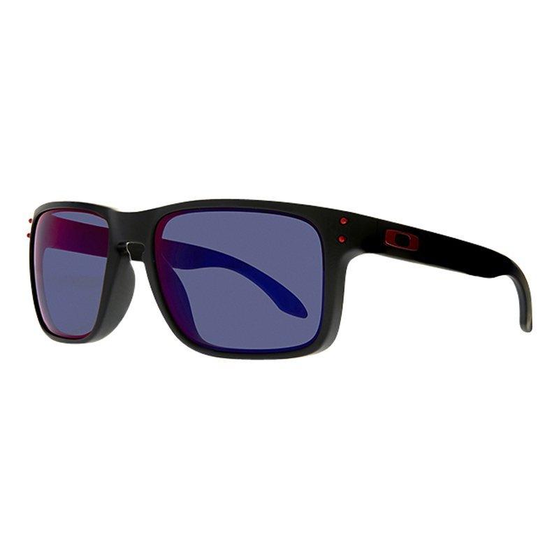Oakley OO9102 Holbrook Square Sunglasses, Matte Black/Red