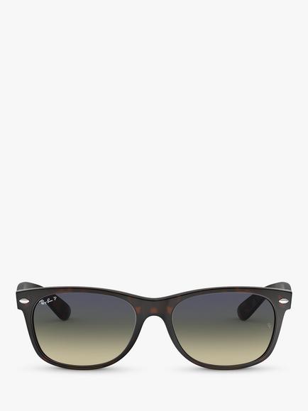 Ray-Ban RB2132 Men's New Wayfarer Polarised Sunglasses - view 2, Matte Havana/Green Gradient