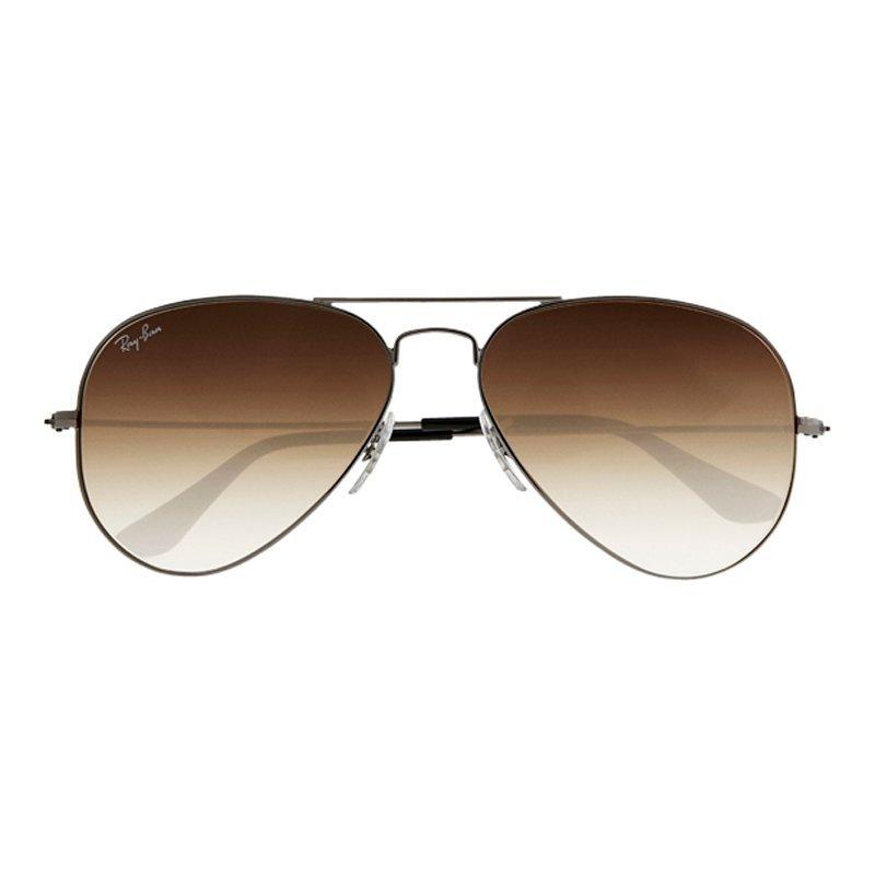 Product image 2 of 4, which shows Ray-Ban RB3025 Iconic Aviator Sunglasses, Gunmetal/Dark Brown