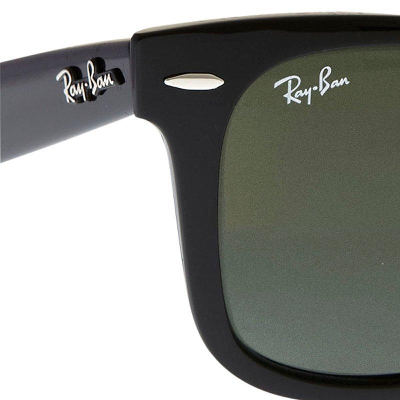 Ray-Ban RB2140 Original Wayfarer Sunglasses, Green Lenses, Black