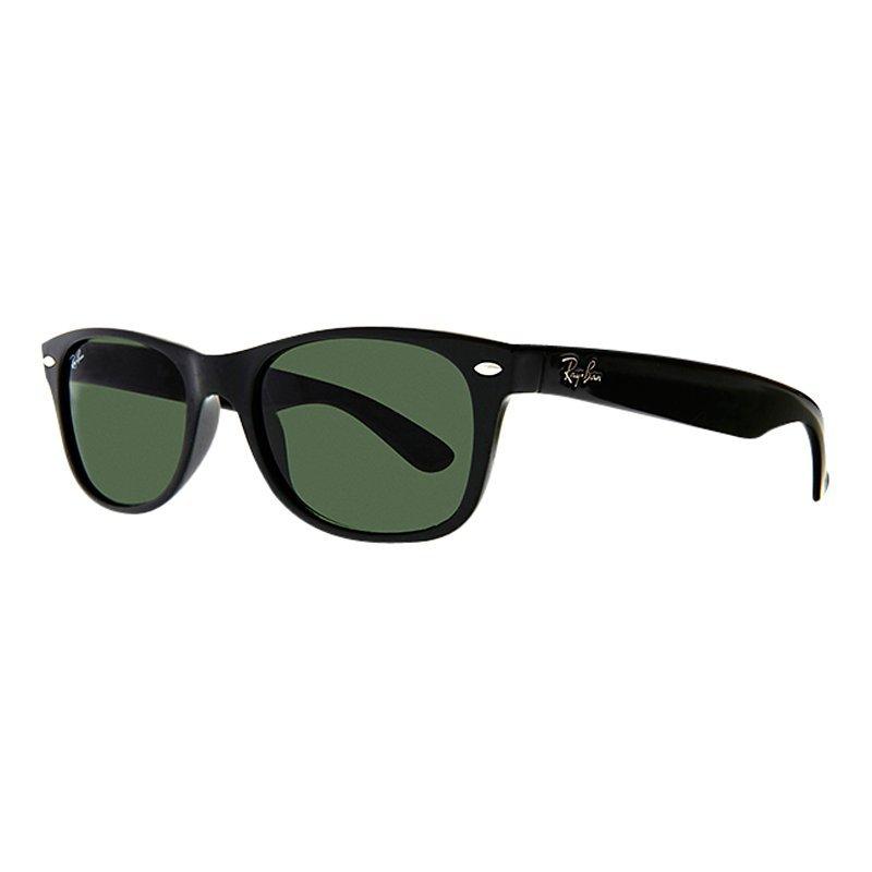 Product image 1 of 4, which shows Ray-Ban RB2132 New Wayfarer Oval Sunglasses, Black/Green