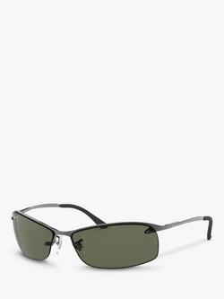 Ray-Ban RB3183 Polarised Rectangular Sunglasses, Gunmetal/Grey