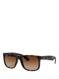 Ray-Ban RB4165 Justin Rectangular Sunglasses, Havana Rubber