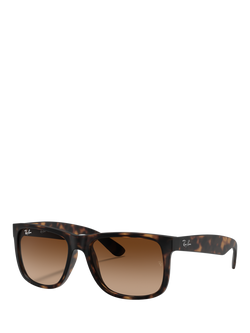 Ray-Ban RB4165 Justin Rectangular Sunglasses, Havana Rubber