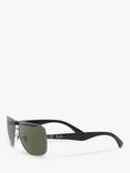 Ray-Ban RB3483 Highstreet Polarised Square Sunglasses, Gunmetal