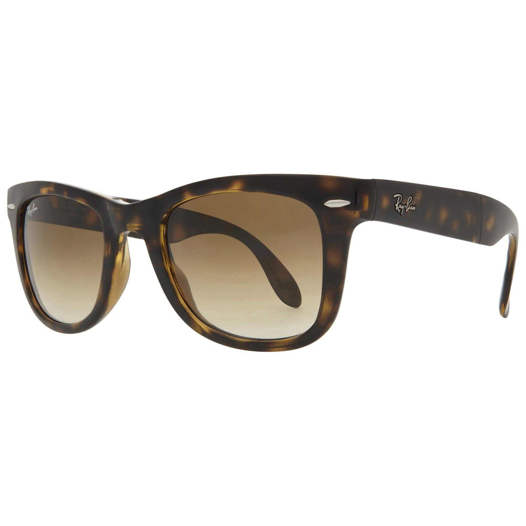 Product image 1 of 4, which shows Ray-Ban RB4105 Folding Wayfarer Sunglasses, Light Havana