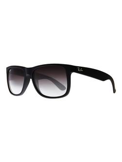 Ray-Ban RB4165 Justin Rectangular Sunglasses, Black Rubber