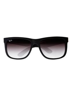 Ray-Ban RB4165 Justin Rectangular Sunglasses - view 2, Black Rubber