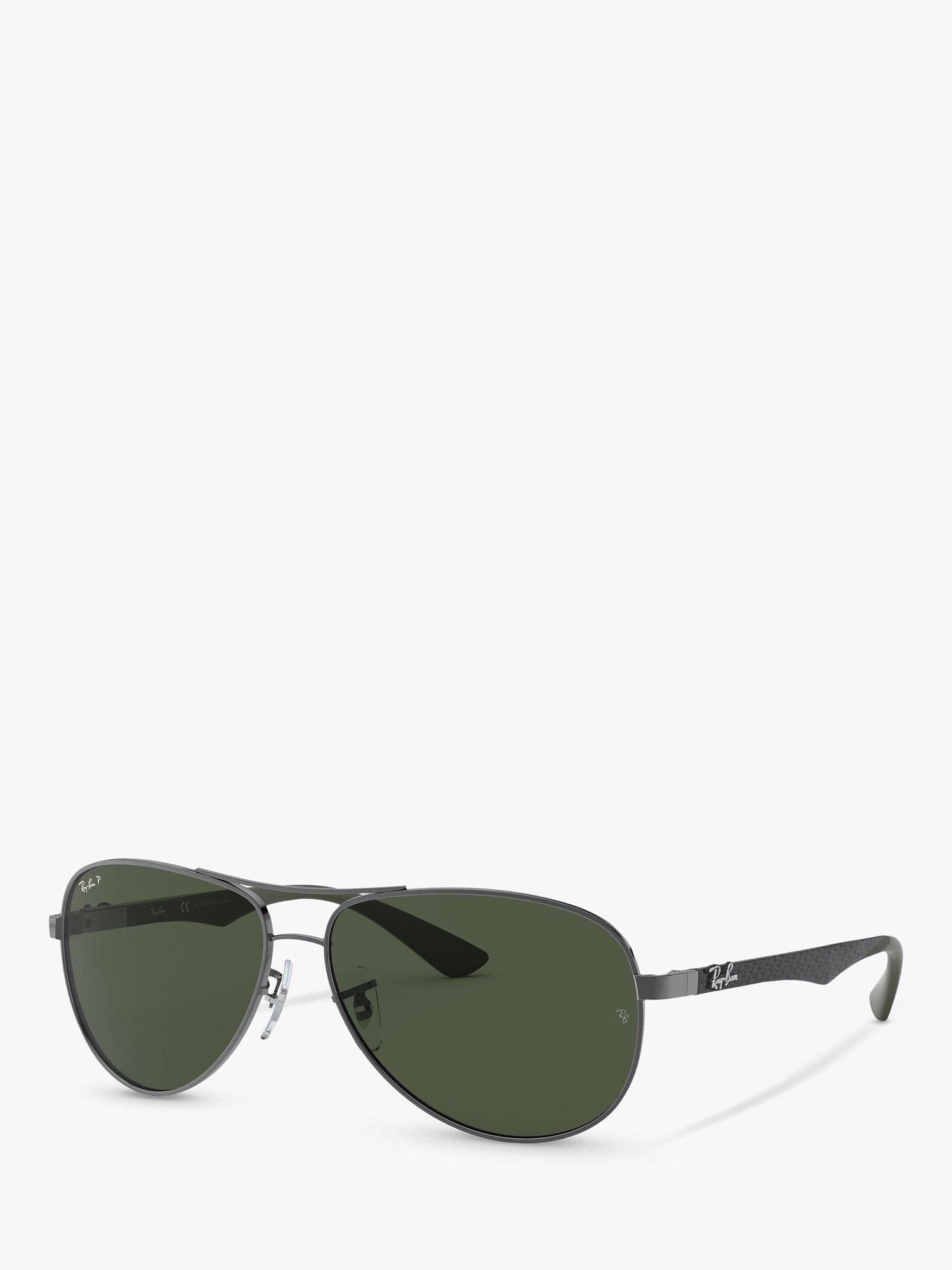 Product image 1 of 11, which shows Ray-Ban RB8313 Polarised Aviator Sunglasses, Gunmetal/Grey Gradient