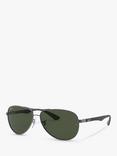 Ray-Ban RB8313 Polarised Aviator Sunglasses, Gunmetal/Grey Gradient