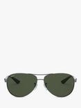 Ray-Ban RB8313 Polarised Aviator Sunglasses, Gunmetal/Grey Gradient