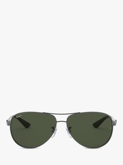 Ray-Ban RB8313 Polarised Aviator Sunglasses, Gunmetal/Grey Gradient - view 2, Gunmetal/Grey Gradient