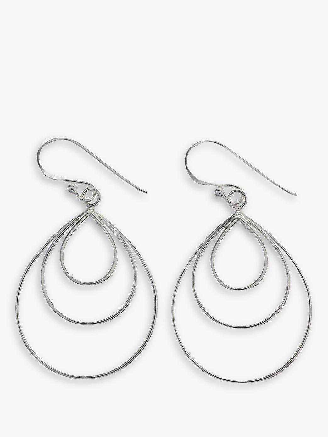 Product image 1 of 2, which shows Nina B Sterling Silver Triple Loop Drop Earrings