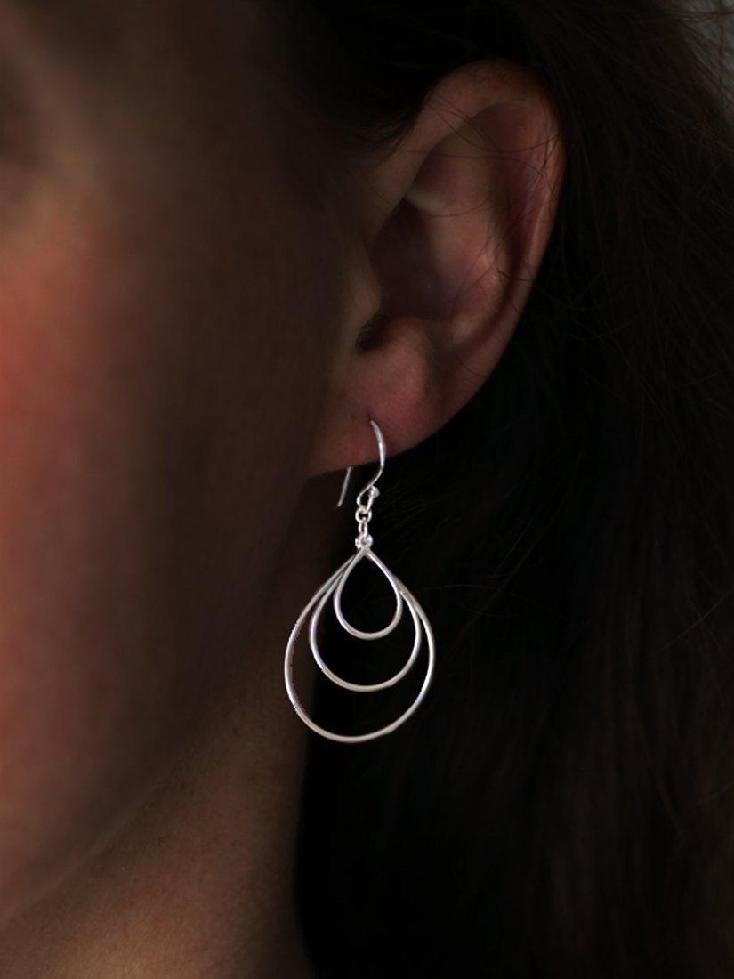 Product image 2 of 2, which shows Nina B Sterling Silver Triple Loop Drop Earrings