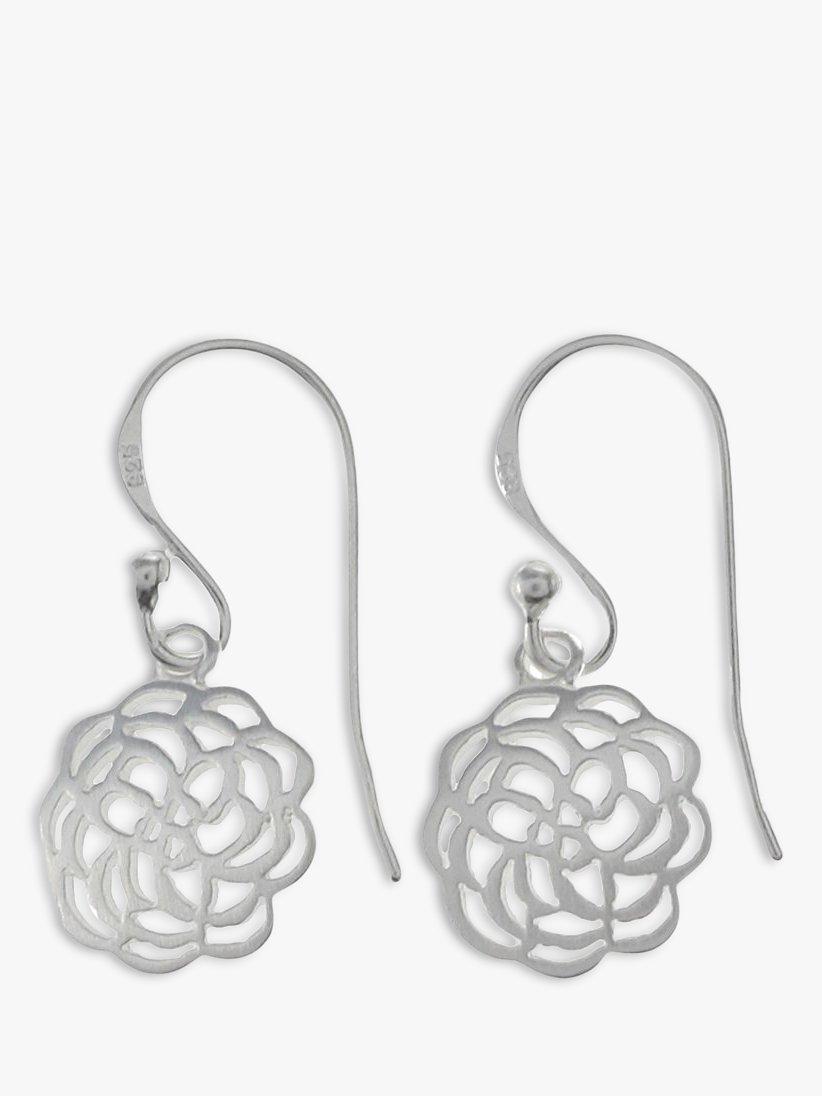 Product image 1 of 2, which shows Nina B Sterling Silver Open Rose Drop Earrings