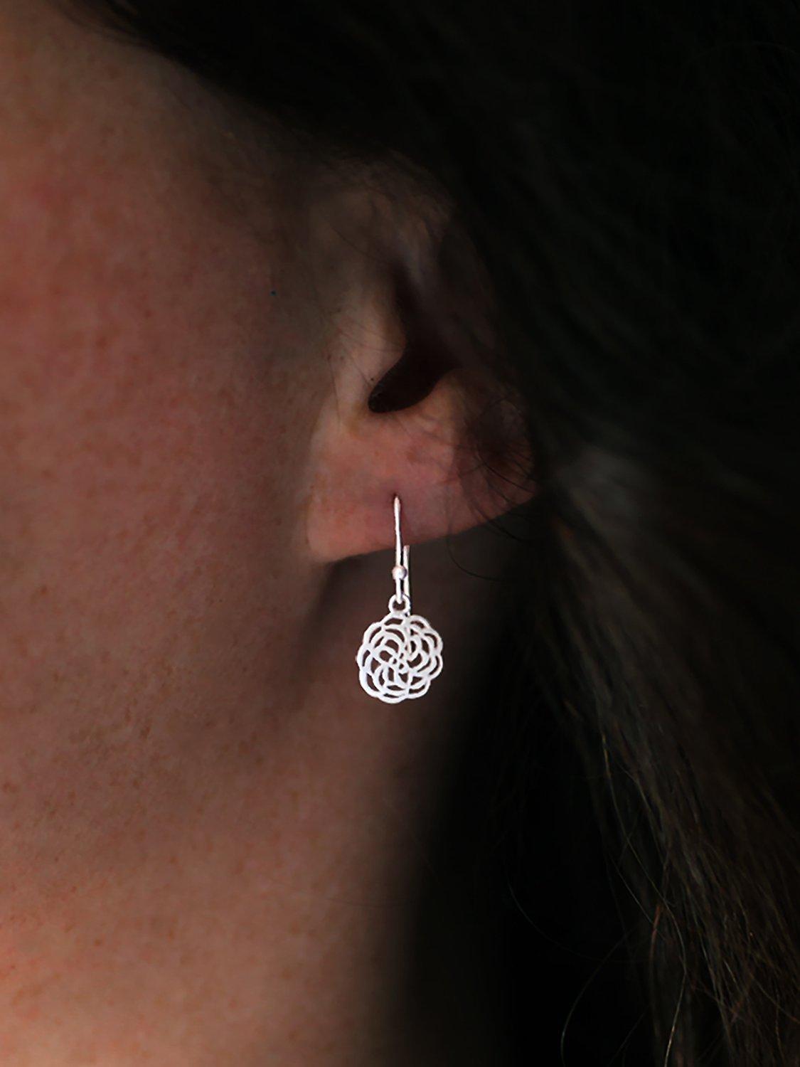 Product image 2 of 2, which shows Nina B Sterling Silver Open Rose Drop Earrings