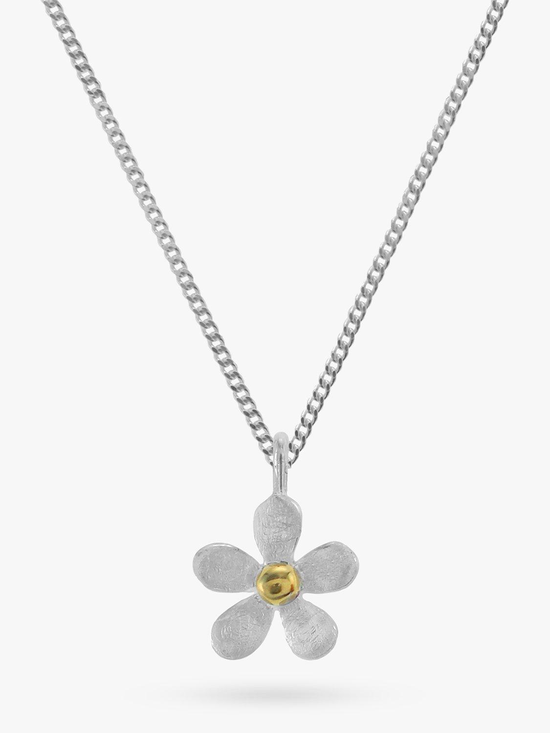 Product image 1 of 4, which shows Nina B Sterling Silver and Gold Plated Five Petal Flower Pendant