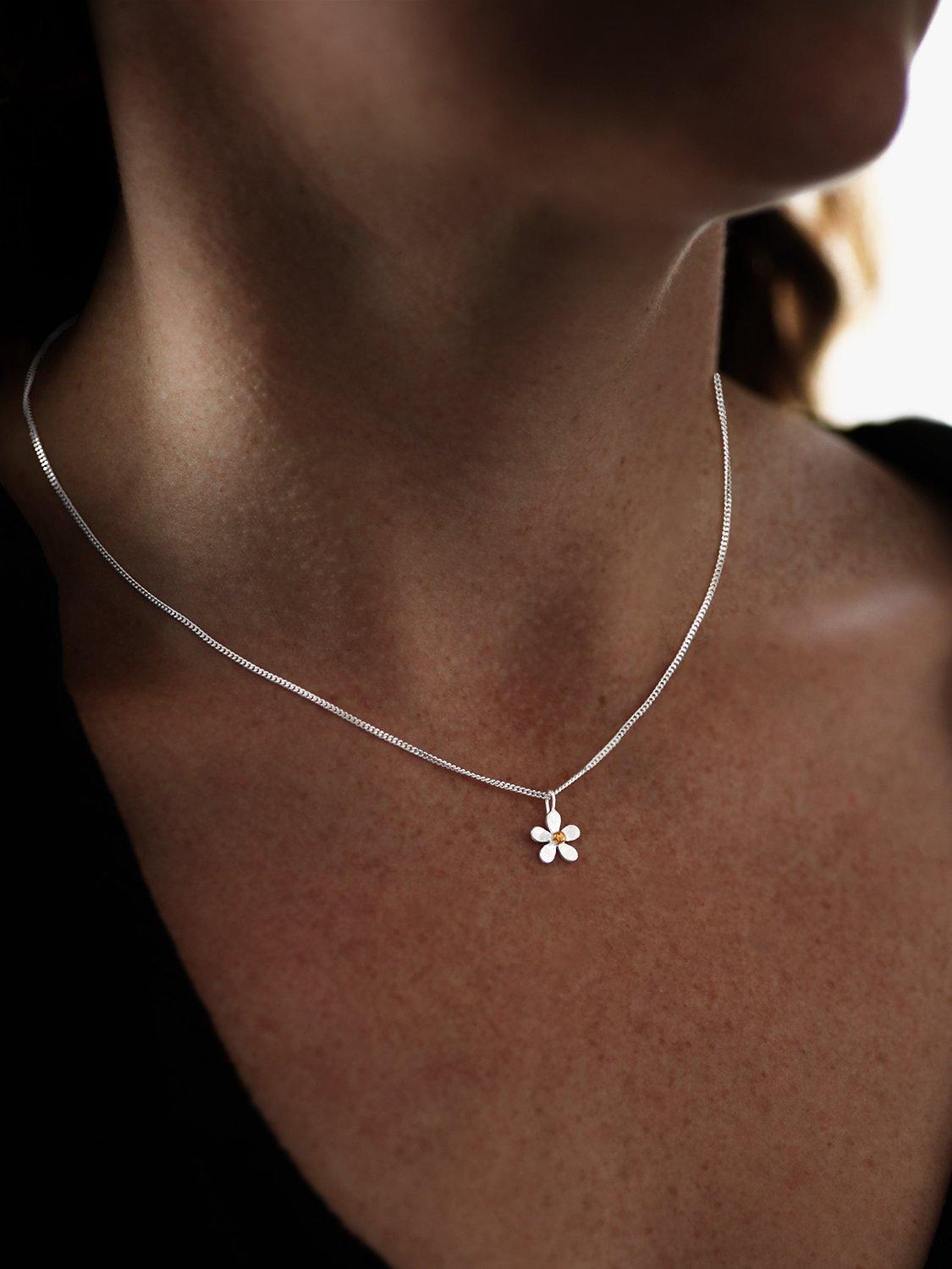 Product image 2 of 4, which shows Nina B Sterling Silver and Gold Plated Five Petal Flower Pendant