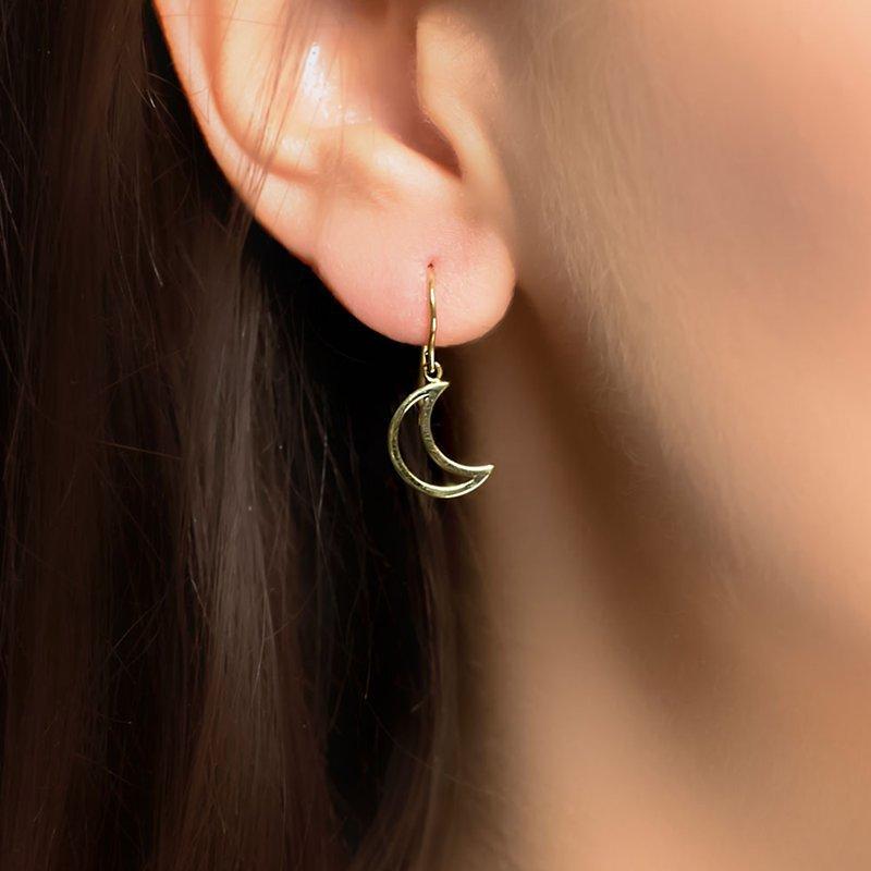 Product image 2 of 3, which shows London Road 9ct Gold Portobello Starry Night Moon Drop Earrings, Gold