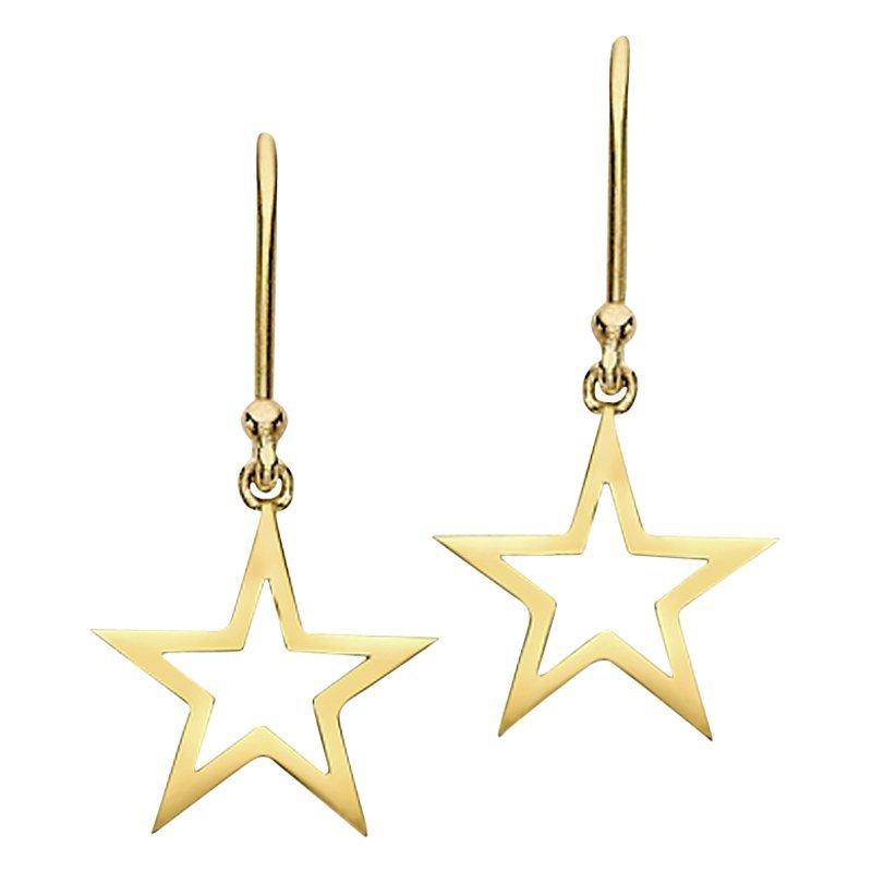 Product image 1 of 3, which shows London Road 9ct Gold Portobello Starry Night Star Drop Earrings, Gold