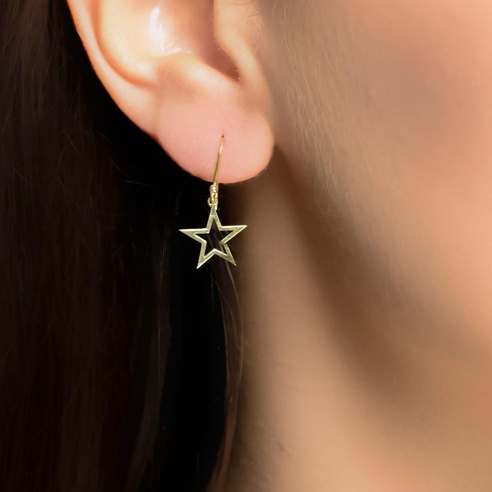 Product image 2 of 3, which shows London Road 9ct Gold Portobello Starry Night Star Drop Earrings, Gold