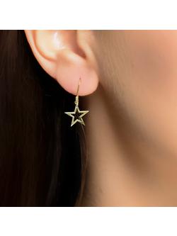 London Road 9ct Gold Portobello Starry Night Star Drop Earrings, Gold - view 2, Gold