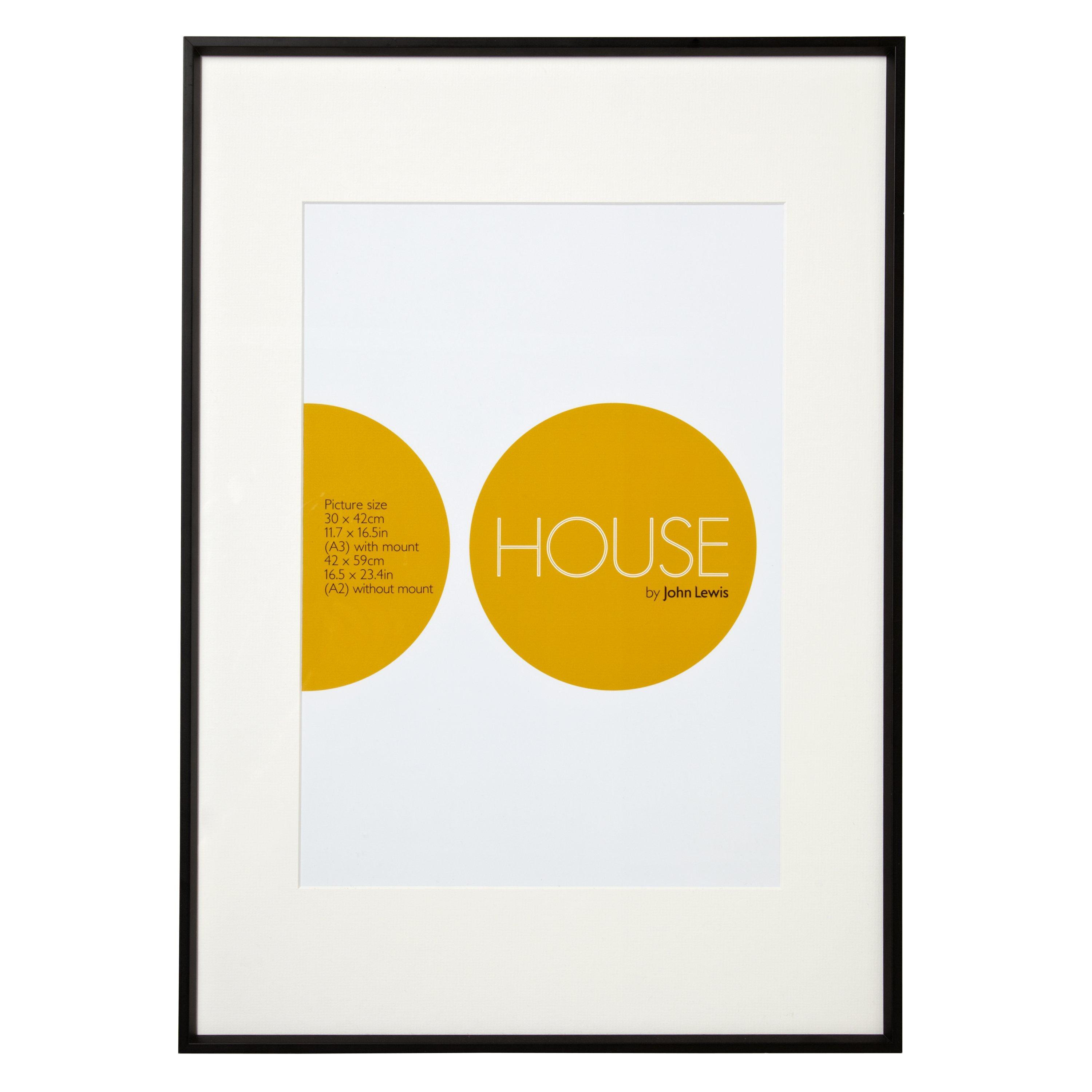 House by John Lewis Photo Frame, Matt Black, A2 with A3 Mount