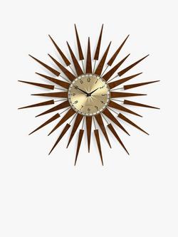 Newgate Clocks Pluto Retro Sunburst Wall Clock, Dia.65cm, Brown, Brown