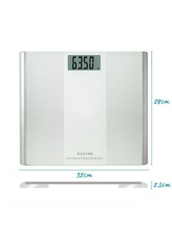 Salter Ultimate Accuracy Digital Bathroom Scale, Glass, White