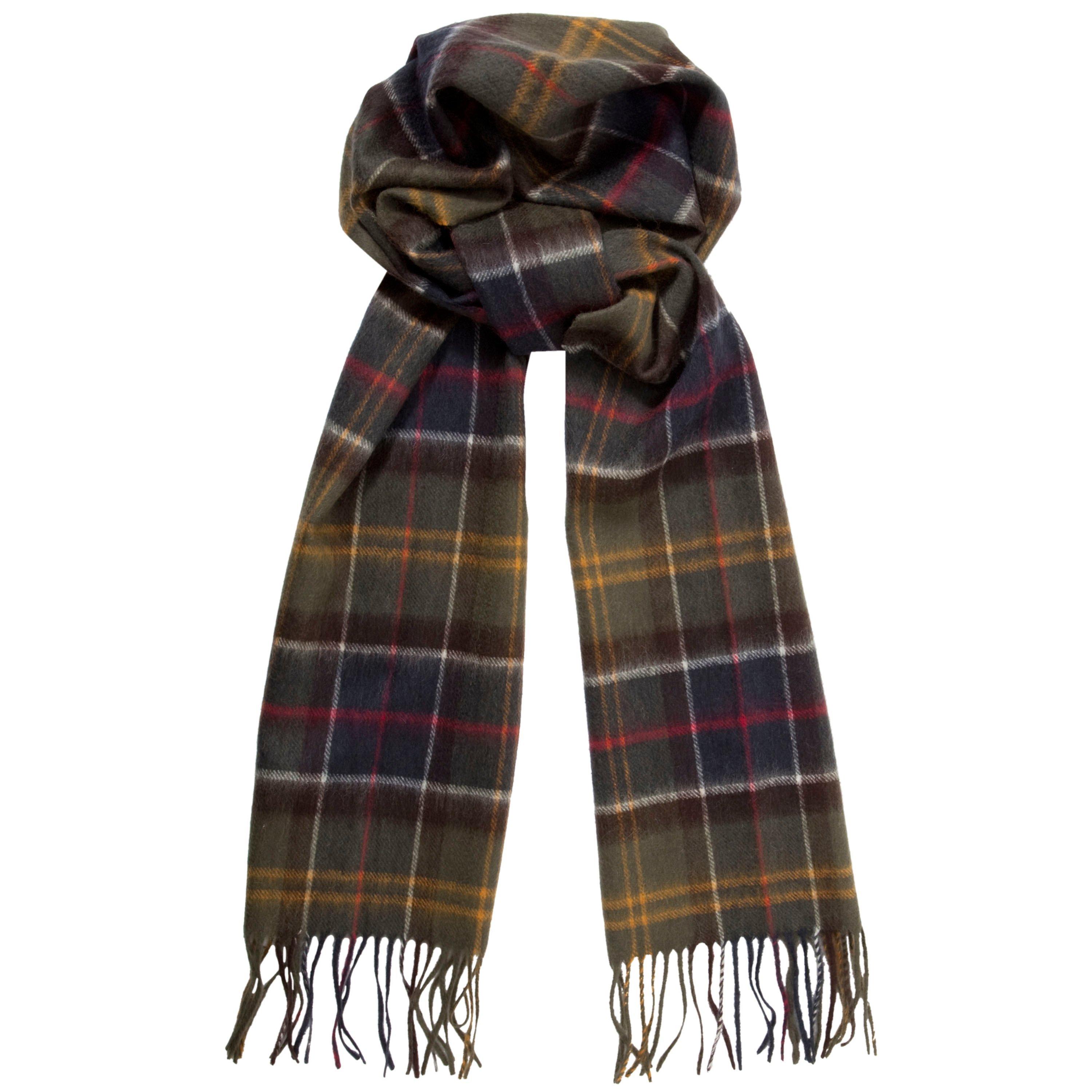 Barbour Merino Cashmere Blend Tartan Scarf Classic Green Blue