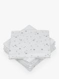 John Lewis Baby Muslin Squares, Pack of 6, Grey Star