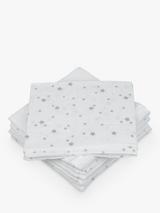 John Lewis Baby Muslin Squares, Pack of 6, Grey Star