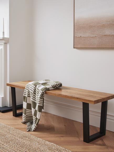 John Lewis Calia 3-Seater Dining Bench, Solid Oak - view 2, Oak