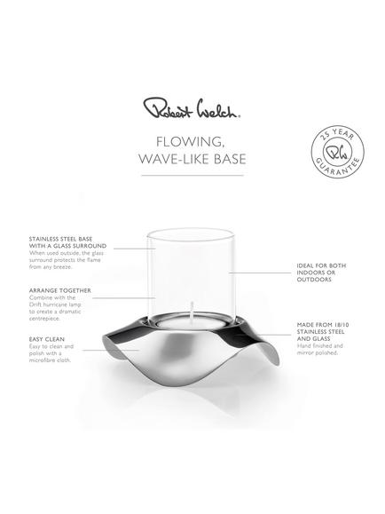 Robert Welch Drift Tealight Holder, Silver - view 2, Silver