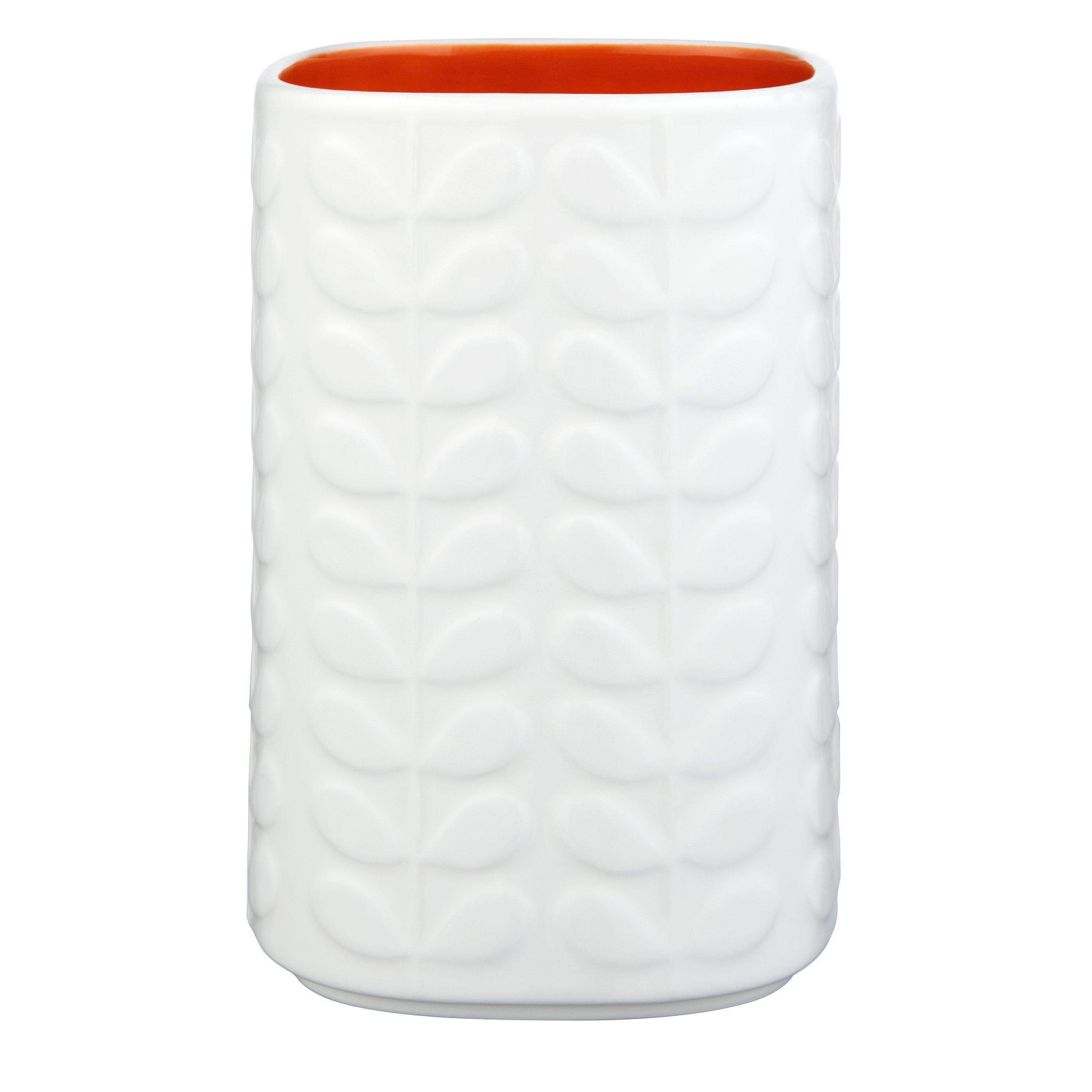 Orla Kiely Raised Stem Utensil Holder, Cream/Orange