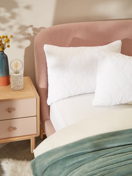 John Lewis Synthetic Soft Touch Washable Quilted Standard Pillow Protector, Pair, White