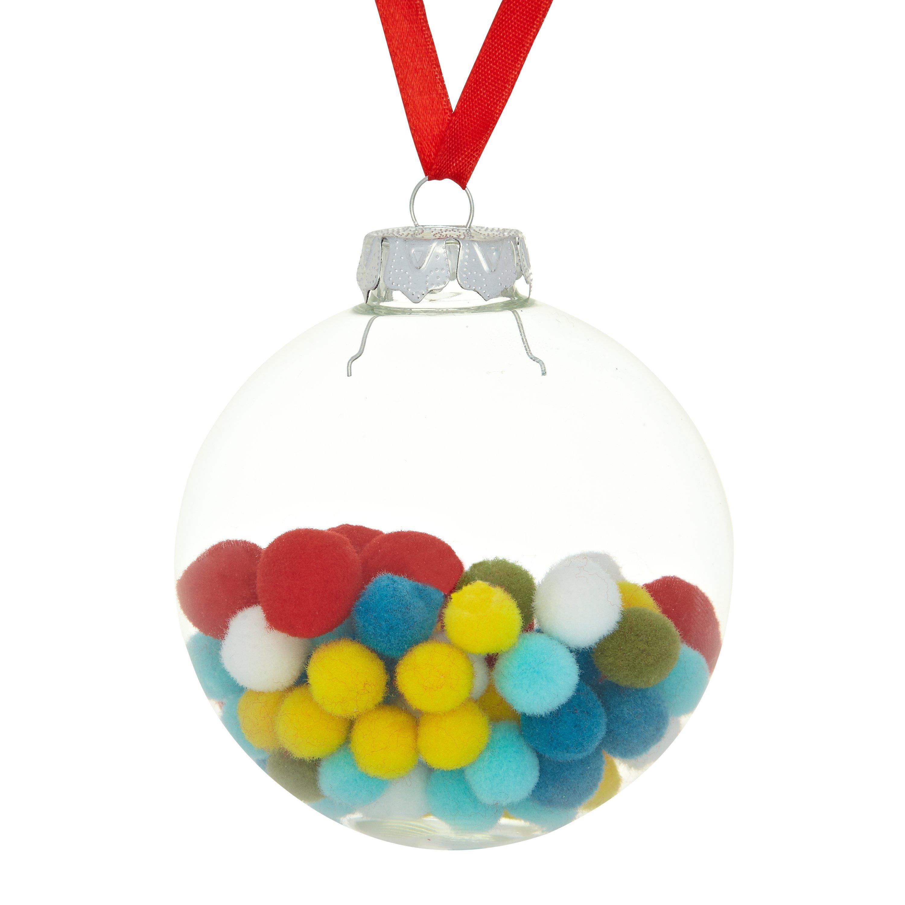 House by John Lewis Pom Pom Glass Bauble, Multi