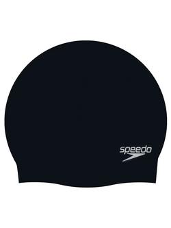 Speedo Adult Moulded Silicone Swimming Cap - view 2, Black