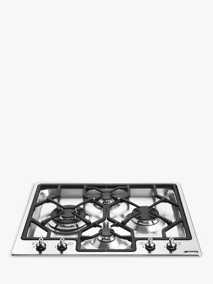 Smeg PGF64-4 Gas Hob, Stainless Steel, Stainless Steel
