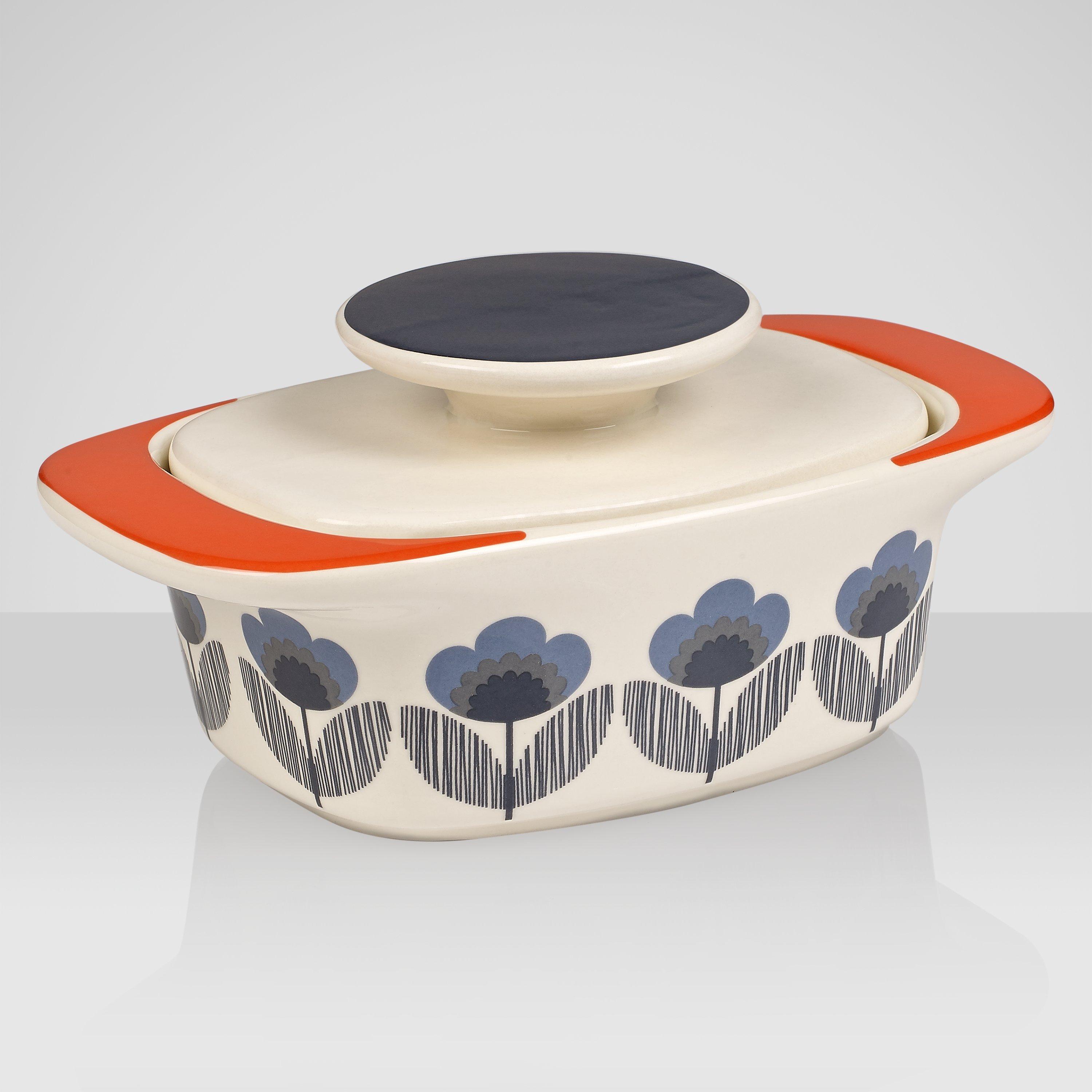 Orla Kiely Poppy Meadow Butter Dish, Blue Multi