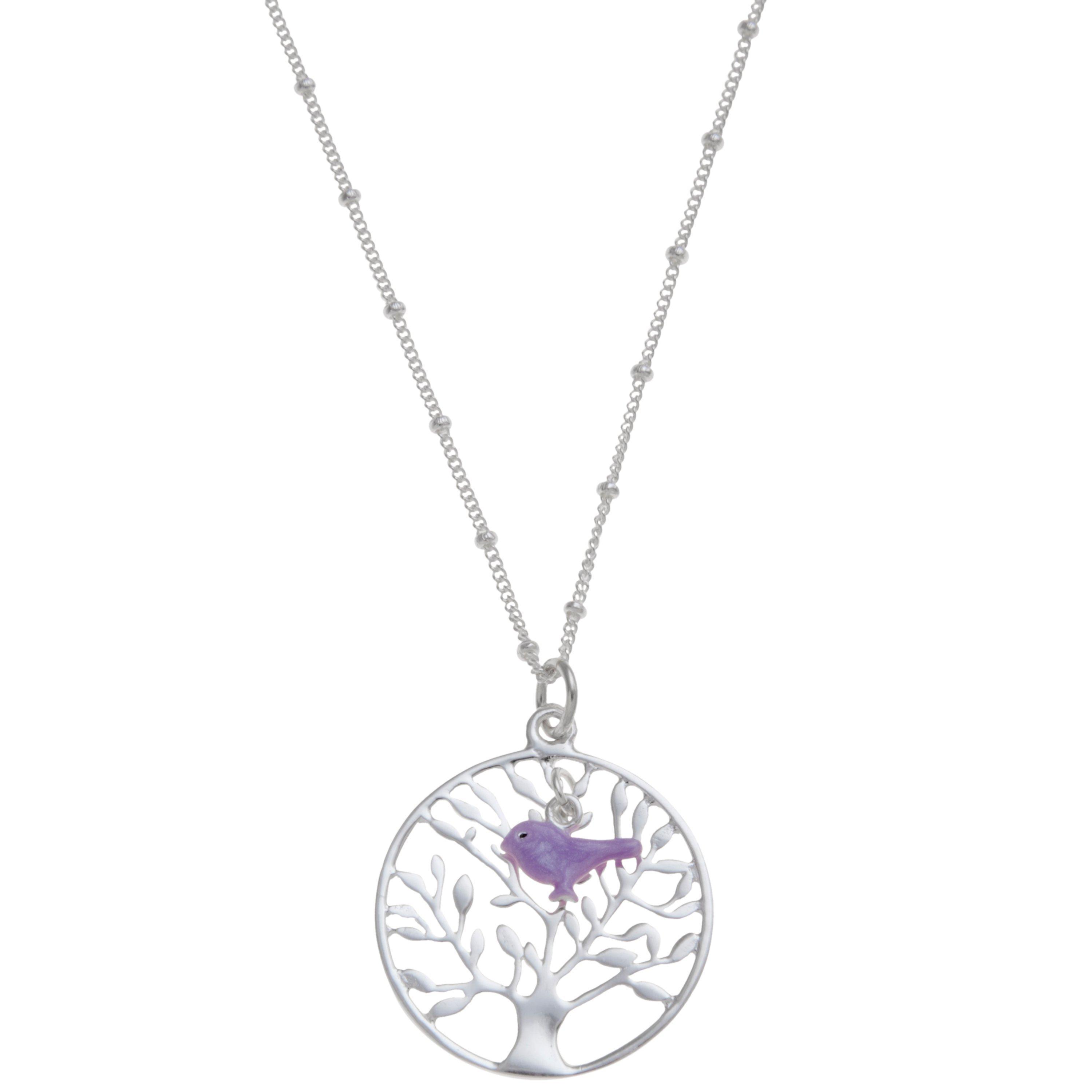 Martick Tree of Life Pendant Necklace, Purple/Silver