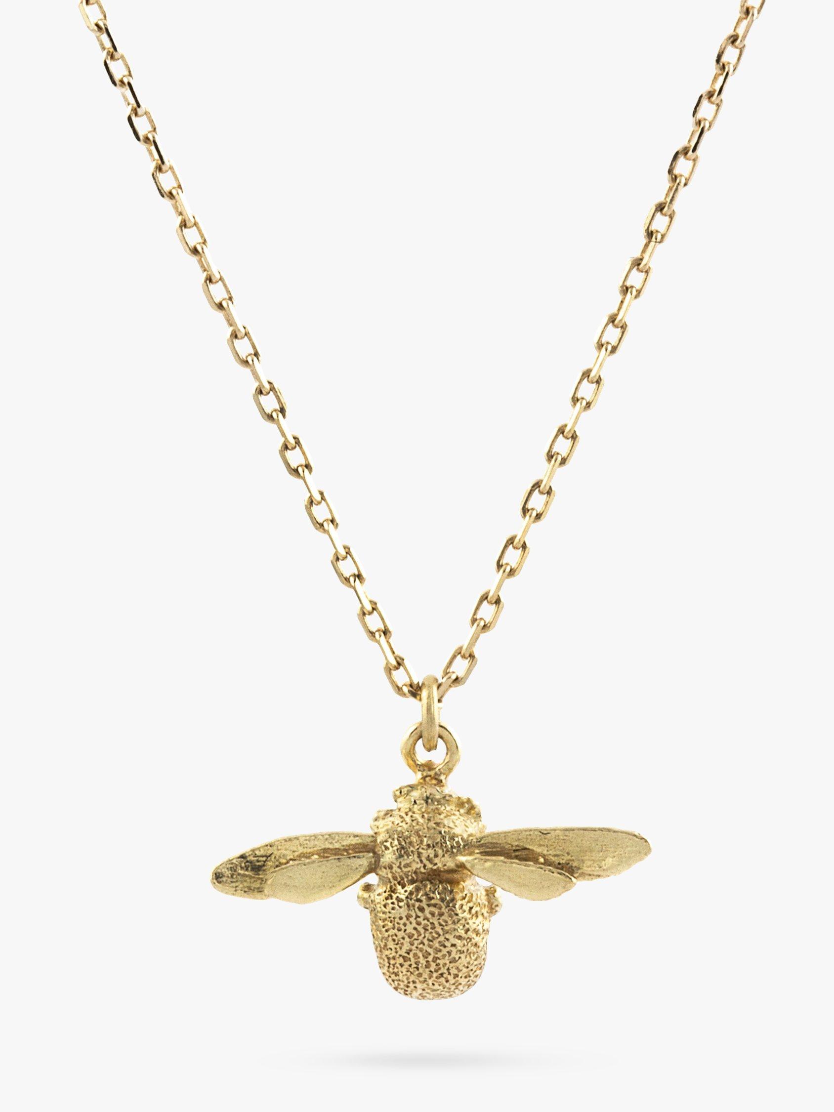 Product image 1 of 5, which shows Alex Monroe 18ct Yellow Gold Goldcrest Teeny Tiny Bumble Bee Pendant, Gold