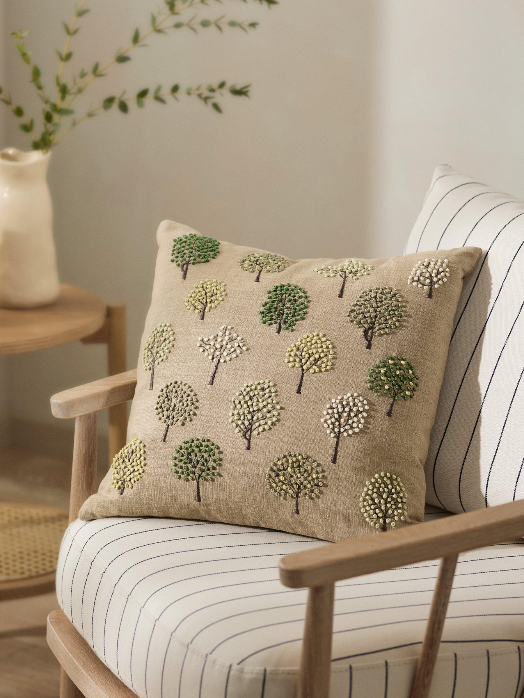 John Lewis Mini Trees Cushion Green