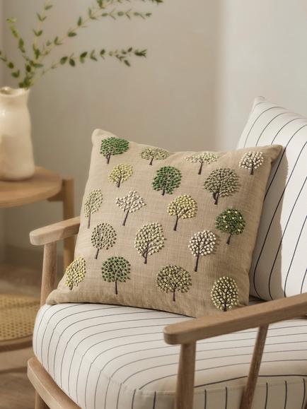 John Lewis Mini Trees Cushion - view 2, Green