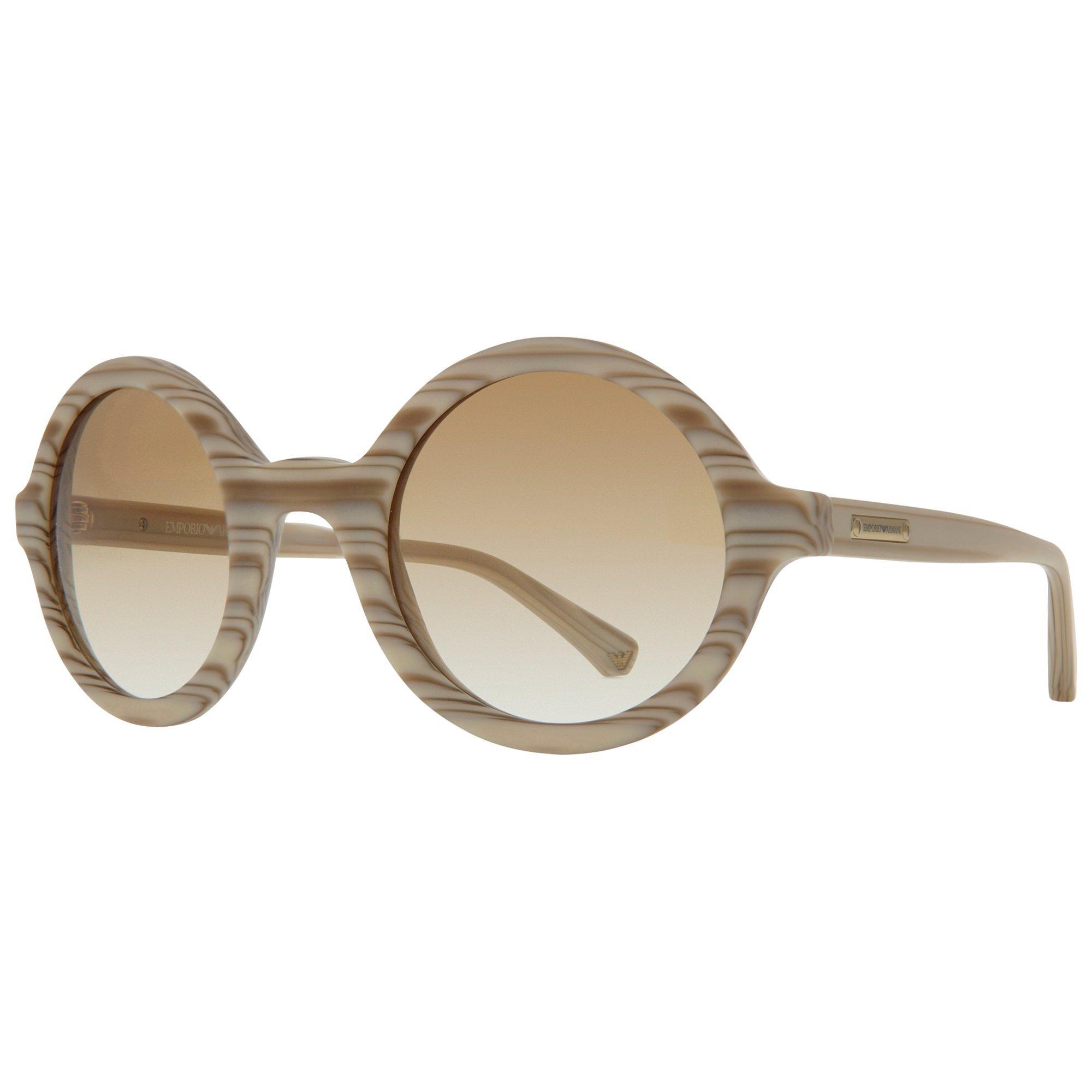 Emporio Armani EA4011 509413 Round Wood Effect Frame Sunglasses, Light Wood